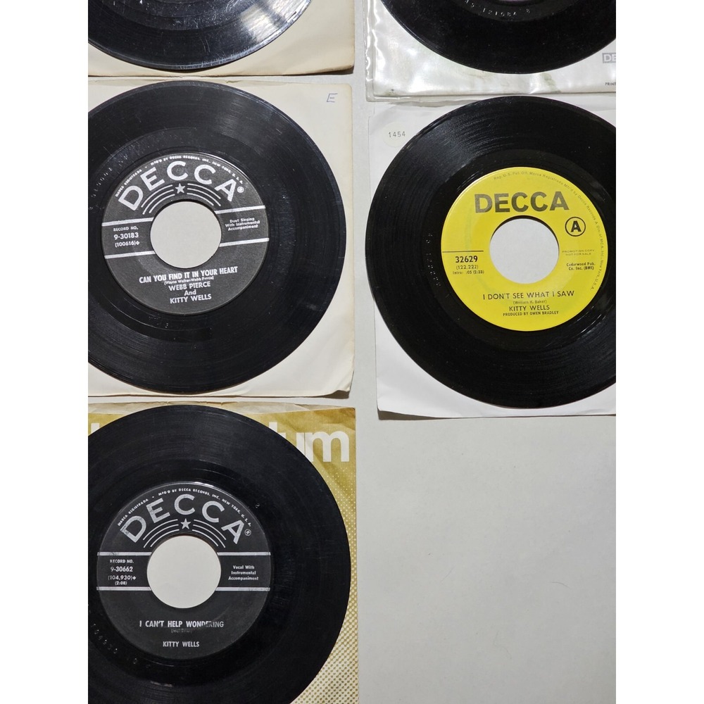 Kitty Wells 45 Rpm Vinyl‎ Record Lot, Qty 10, Decca Records, Great Country Duets - Picture 9 of 10
